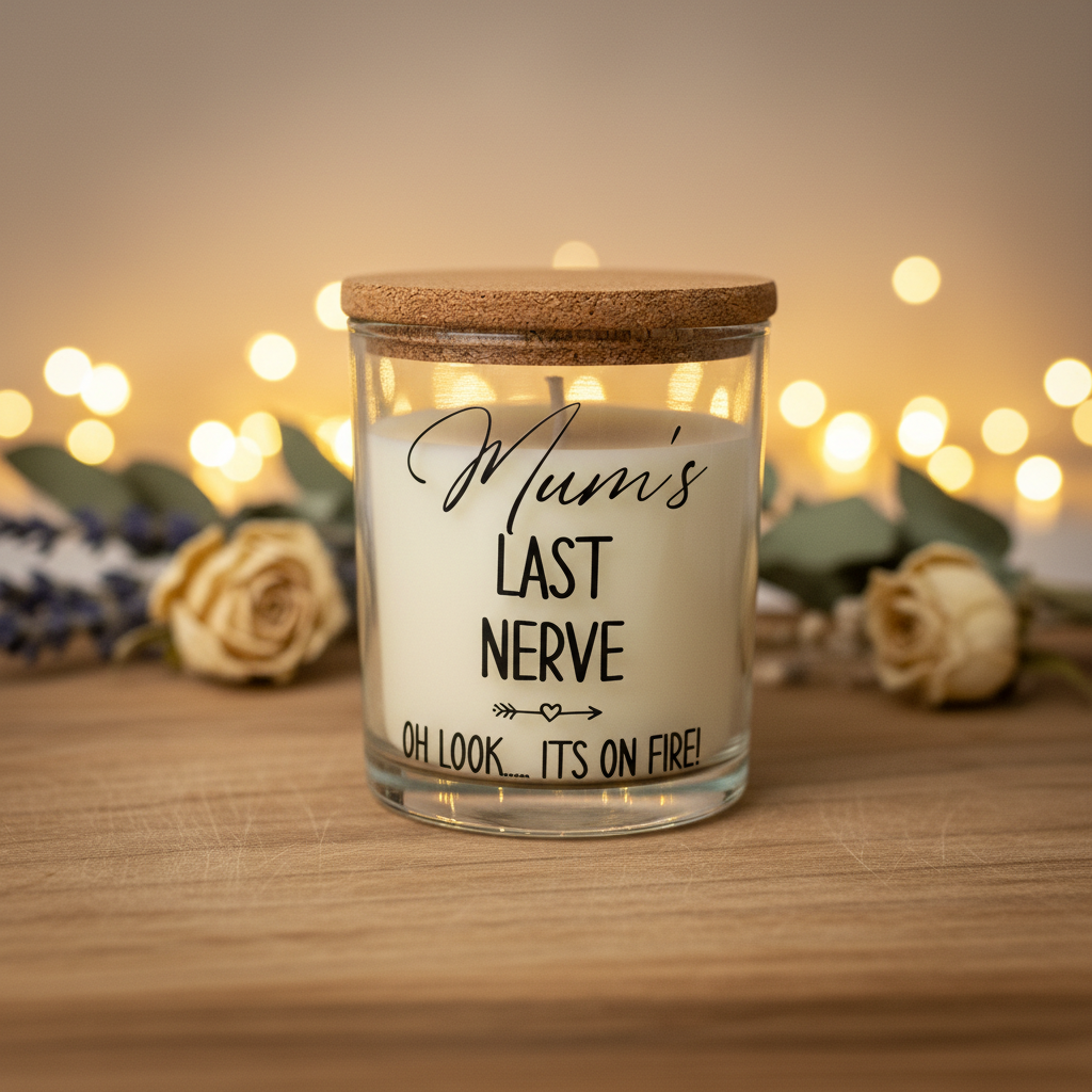 Mum's Last Nerve Candle with Background